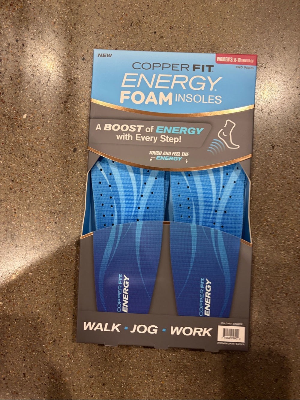 Copper Fit Energy Foam Insoles - Blue women’s comfort support 2 pairs